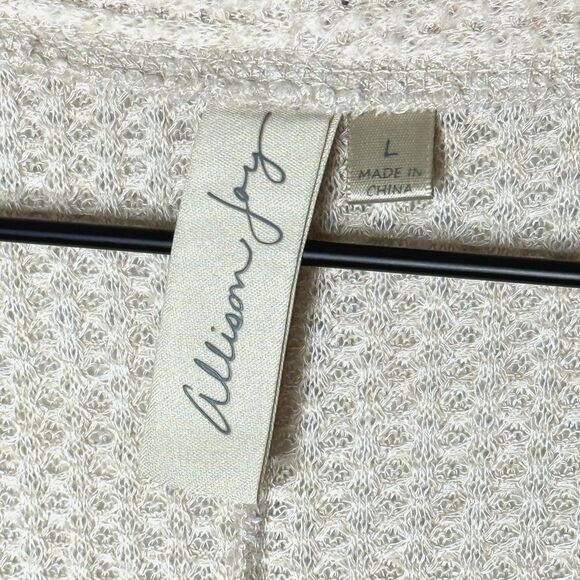 Allison Joy Womens Button Up Top Large Beige Tan Sweater Soft Lounge Oversized - Picture 3 of 9